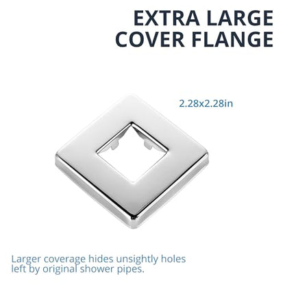 Straight Shower Arm with Flange, Ceiling Mount 3 Inches Rain Shower Head Arm Extension Replacement with Anti-Scratch Escutcheon Plate, DOLGABA Polished Chrome - color: Square Polished Chrome 3 Inch