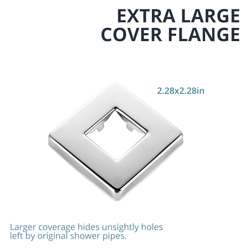 Straight Shower Arm with Flange, Ceiling Mount 3", Polished Chrome | Square, Pipe Replacement, For High Pressure Rain Shower Head, 1/2"NPT, G1/2 - color: Square Polished Chrome 3 Inch