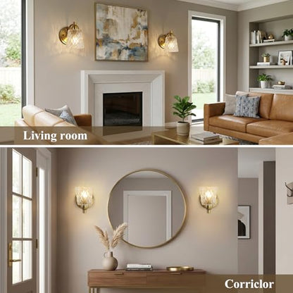 Mecgirn Stainless Steel Bathroom Vanity Light Over Mirror, 1 Light Brushed Gold Bathroom Light Fixtures with Textured Glass Shades, Modern Vanity Lighting Wall Mount - color: Brushed Gold, size: 1 Light