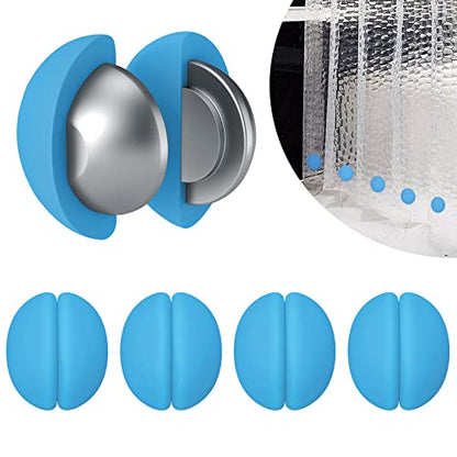 VANZAVANZU 5 Pairs Shower Curtain Weights, Silicone Wrapped Magnets, Heavy Duty Magnets Prevent Curtain Liner from Blowing, Rust-Free, Sea Blue - color: Sea Blue, size: 1.2"W x 1.2"L (Pack of 5)