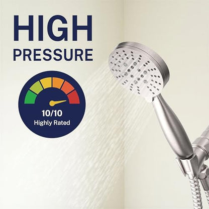HammerHead Showers® Solid METAL 3-Spray Hand Held Shower Head, Brushed Nickel | Select from Wide, Massage, and Mist Sprays | 1.75 GPM Low Flow Handheld Showerhead | Made from 304 Stainless Steel - color: Brushed Nickel, size: 1.75 GPM