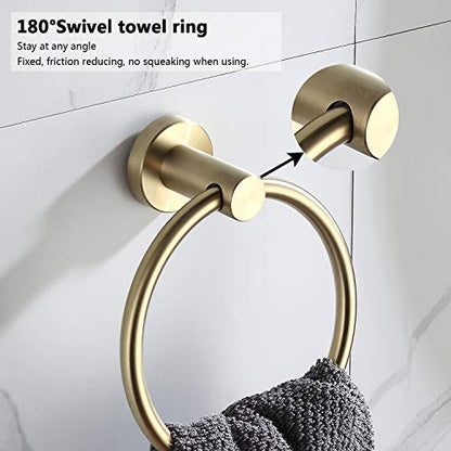 BGL Towel Ring Brushed Gold Stainless Steel 304 Towel Ring Wall Mount Bathroom Towel Holder Round Towel Hanger - color: Brushed Gold