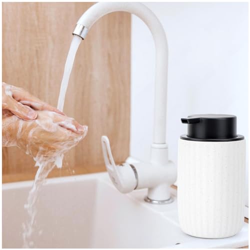 Segbeauty Foaming Soap Dispenser Ceramic, 10.8oz White Foam Hand Soap Dispenser for Bathroom, 320ml Refillable Lotion Dispenser Bottle with Foaming Pump, Empty Liquid Containers for Kitchen - color: White Black, style: Foaming