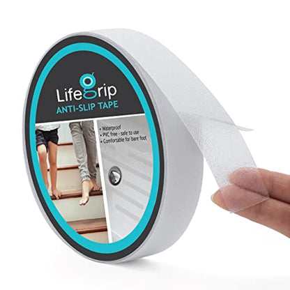 LifeGrip Anti Slip Transparent Anti Slip Tape, 1 inch by 30 feet, Non-Slip Traction Grip Tape to Tubs, Boats, Stairs, Clear, Soft, Comfortable for Bare feet (1" X 30') - size: 1" X 30'