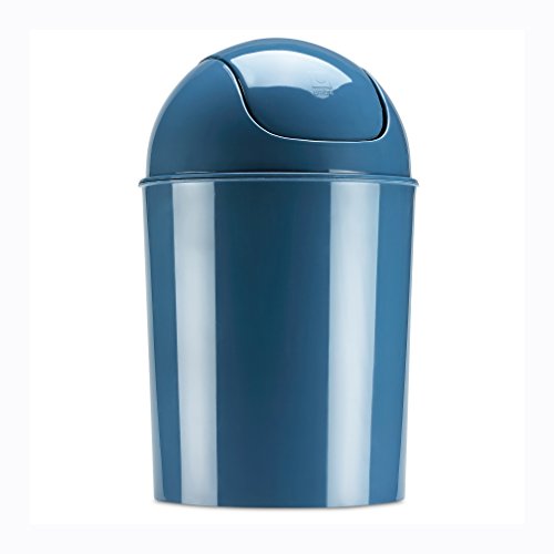 Umbra 1.25 Gallon Mini Waste Can with Removable Swing-Top Lid - Small Garbage Bin for Kitchen, Bathroom, Bedroom, Office - Compact Trash Can Fit Under Tables & Counters - Blue - color: Blue