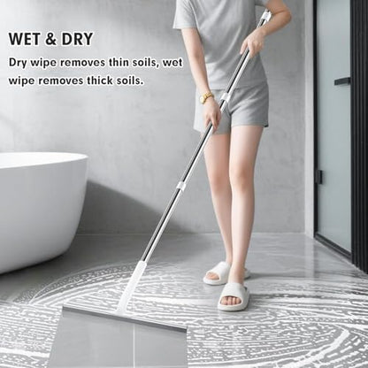 Rubber Floor Squeegee for Smooth Surface Concrete Floor, Tile Floor, Heavy Duty Garage Shower Floor Squeegee Broom for Removing Water, Commercial Scrubber Mop with Adjustable Long Handle - style: Cleaning scraper - extended pole