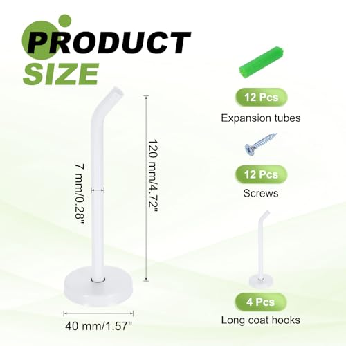 uxcell 4Pcs 4.7 Inch Coat Hooks, Stainless Steel Long Nose Wall Mount Hook, Robe Towel Hangers with Screws for Livingroom Bathroom Closets and Wardrobe, White - color: White, size: 4.7 Inch