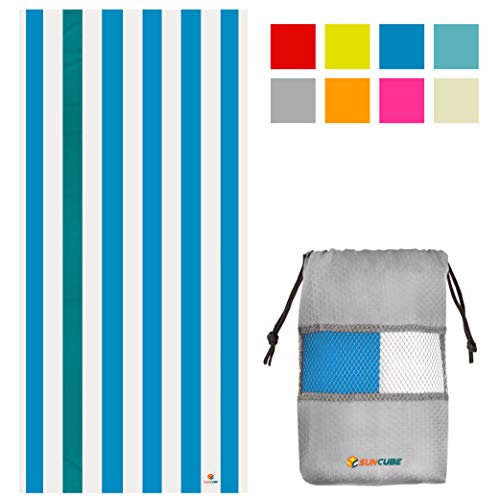 SUN CUBE Microfiber Beach Towel Quick Dry with Carry Bag, Blue 78x35 Inch | Quick Dry and Free Microfiber Towel, Lightweight Packable Swim Towel for Beach, Pool, Camping, Cruise, Travel - color: Blue, size: 78.00" x 35.00"