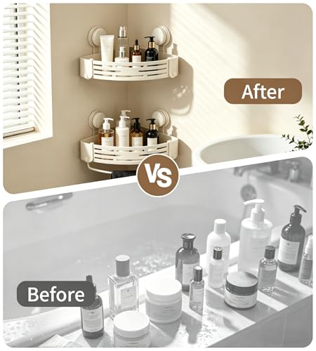 LOOCH 3 Pack Corner Shower Caddy Organizer Space-Saving Shelves | Rustproof stainless corner shelves for inside shower with strong adhesive rust-resistant easy install heavy duty max load