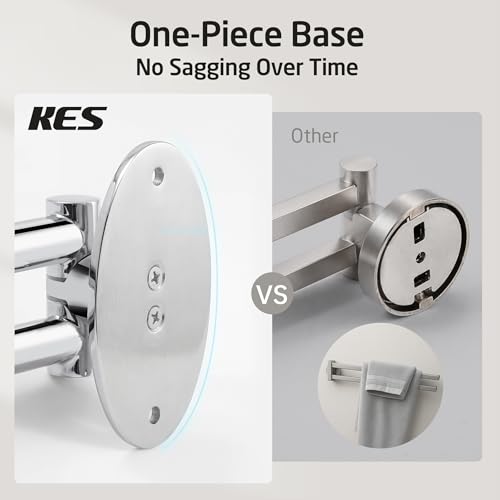 KES Swivel Towel Bar for Bathroom 9-Inch Kitchen Swing Out Double Towel Bar | 2-Arm, Kitchen Wall Mounted SUS 304 Stainless Steel, Polished Finish, A2106S23 - color: Polished Finish, size: 23cm