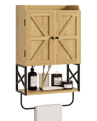 Masupu Bathroom Cabinet Wall Mounted, Wooden Medicine Cupboard with Adjustable Shelves, Space-Saving Wall Storage Unit for Bathroom, Kitchen and Living Room (9" D x 15.35" W x 27.16" H,Countrye Oak) - color: Oak, style: Country