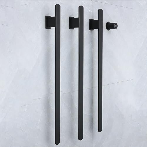 Bathroom Heated Towel Rack, Black Towel Warmer, 3 Bars, 110V | Smart Touch Control, Wall Mounted, Concealed Hardwired, Stainless Steel, Dry Towels in Modern Bathrooms, Space-Saving Design - color: Black-3 Bars