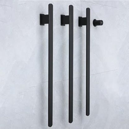 Bathroom Heated Towel Rack, Black Towel Warmer, 3 Bars, 110V | Smart Touch Control, Wall Mounted, Concealed Hardwired, Stainless Steel, Dry Towels in Modern Bathrooms, Space-Saving Design - color: Black-3 Bars