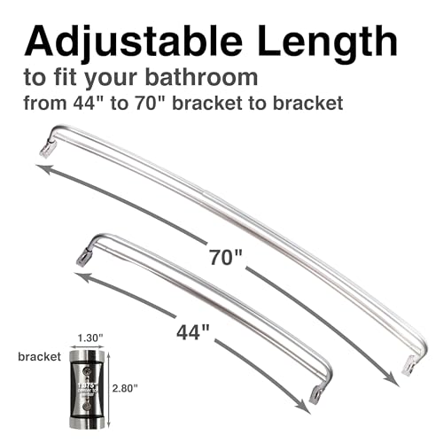 JS Jackson Supplies Double Curved Shower Rod, Metal Construction, Adjustable Between 44 to 70 Inches, Aluminum Rods and Zinc Mounting Hardware, Quality Modern Bathware, Brushed Nickel Finish - color: Brushed Nickel