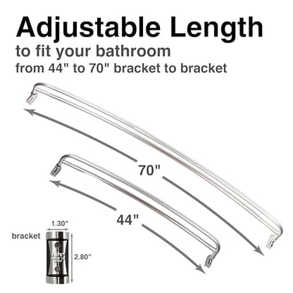 JS Jackson Supplies Double Curved Shower Rod, Metal Construction, Adjustable Between 44 to 70 Inches, Aluminum Rods and Zinc Mounting Hardware, Quality Modern Bathware, Brushed Nickel Finish - color: Brushed Nickel
