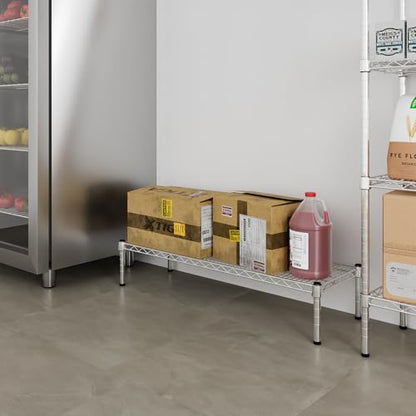 14" Deep x 42" Wide x 8" Height 1-Tier Wire Shelving Kit | NSF Commercial Storage Rack Unit - size: 14" Deep x 42" Wide