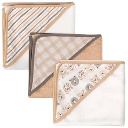 Hooded Baby Bath Towel and Washcloth 6 Piece Set for Newborns, Infants & Toddlers, Boys & Girls Baby Hooded Towels Set (Teddy Bears & Stripes) - color: Teddy Bears & Stripes