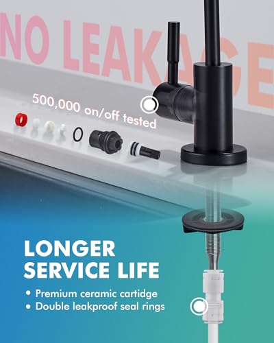 VFAUOSIT Kitchen Faucet with Pull Down Sprayer, Oil-Rubbed Bronze | cUPC and CEC Certified, Lead-Free SUS304 Steel, 3 Spray Modes, 360° Swivel, Fingerprint-Resistant Finish, Ceramic Disc Valve - color: Matte Black-03