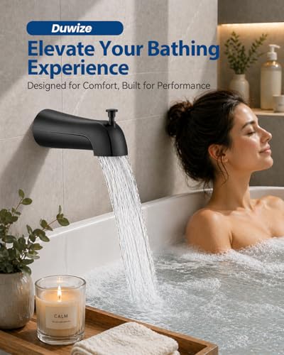 Universal Bathtub Faucet with Diverter, Tub Spout Replacement Fits 1/2" Slip-on Copper Pipe and 1/2" & 3/4" IPS Threaded, Bathroom Tub Faucet Set with Adapters and Hex Wrench (Matte Black) - color: Matte Black