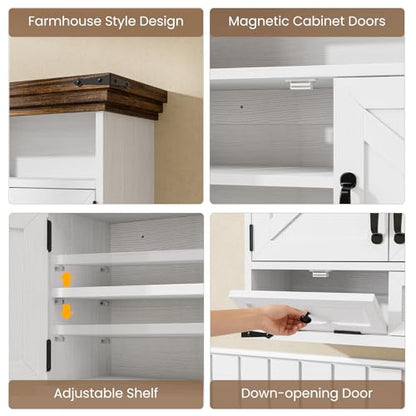 Bathroom Wall Cabinet, Farmhouse Medicine Cabinet with Door, 8.9"D x 25.6"W x 24.8"H, Wall Mounted Bathroom Cabinet with Adjustable Shelf, Wall Storage Cabinet for Laundry Room & Kitchen(White) - size: 8.9"D x 25.6"W x 24.8"H
