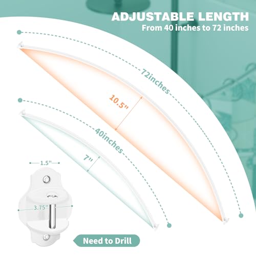 Mcrbeay Curved Shower Curtain Rod, Stainless Steel, Adjustable 40-72 inch | Heavy Duty, Extra Wide Round Shower Rod for Bathroom, Shower Stall, Bathtub, Rustproof, White - color: White, size: 40-72 Inches