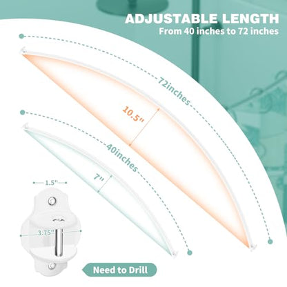 Mcrbeay Curved Shower Curtain Rod, Stainless Steel, Adjustable 40-72 inch | Heavy Duty, Extra Wide Round Shower Rod for Bathroom, Shower Stall, Bathtub, Rustproof, White - color: White, size: 40-72 Inches