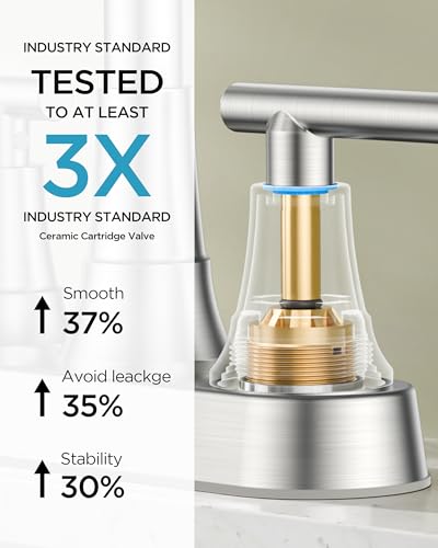 FORIOUS 2 Hole Brushed Nickel Centerset Bathroom Faucet 4 Inch for Rv Sink | 4 Inch Centerset Bathroom Faucet Brushed Nickel, 2 Handle Brushed Nickel Faucet for Bathroom Sink with Pop Up Drain Assembly - color: Brushed Silver