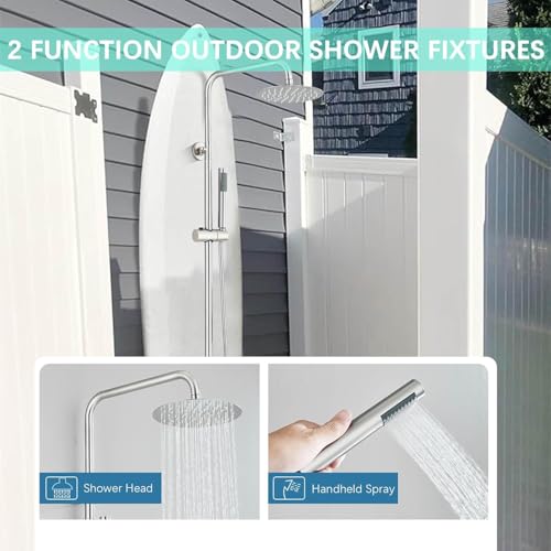 Rain Shower System Outdoor Shower Fixtures with 8" Rain Shower Head Handheld Sprayer Single Handle Wall Mounted Bathroom Shower Faucet Set Brushed Nickel for Bathroom or Backyard - color: ‎Brushed Nickel, style: Two Modes