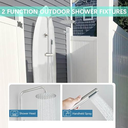 Rain Shower System Outdoor Shower Fixtures with 8" Rain Shower Head Handheld Sprayer Single Handle Wall Mounted Bathroom Shower Faucet Set Brushed Nickel for Bathroom or Backyard - color: ‎Brushed Nickel, style: Two Modes
