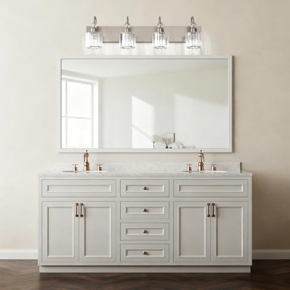 Ralbay 4-Light Crystal Vanity Light for Bathroom Brushed Nickel Modern Bathroom Light Fixtures - color: Round-Brushed Nickel, size: 4-light