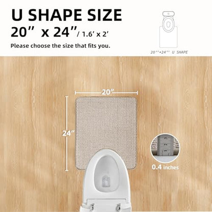TYUU Toilet Rug, Thin Toilet Rugs U Shaped Washable Non Slip Absorbent Quick Dry Low Pile Toilet Mat, Beige 20"x24" U Shape - color: Beige01, size: 1'8" X 2' (U-Shape)