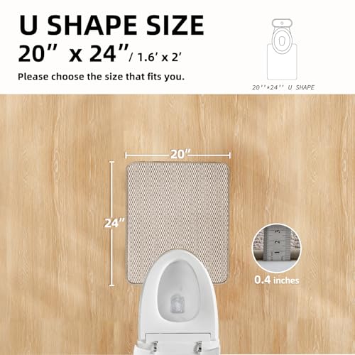 TYUU Toilet Rug, Thin Toilet Rugs U Shaped Washable Non Slip Absorbent Quick Dry Low Pile Toilet Mat, Beige 20"x24" U Shape - color: Beige01, size: 1'8" X 2' (U-Shape)