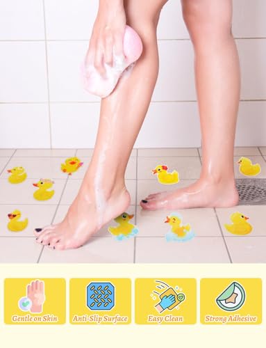 26Pcs Non Slip Bathtub Stickers, Cute Duck Stickers with Scraper | Anti Slip Bath Tub Shower Decal with Adhesive Back for Bathroom, Shower Stairs - color: Yellow Duck, size: 26Pcs