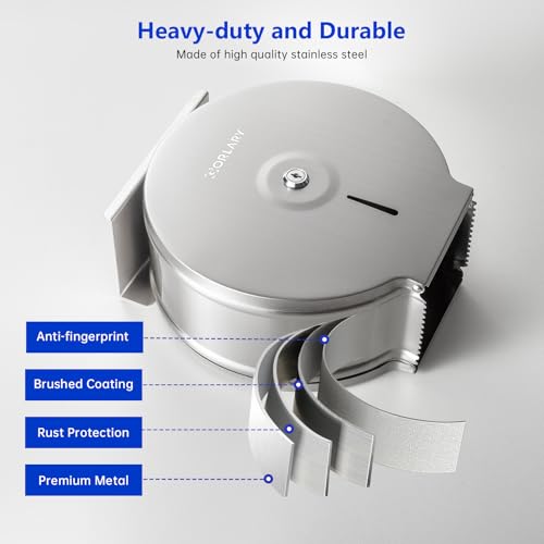 Gorlary Commercial Jumbo Toilet Paper Dispenser with Shelf, Large Capacity | Wall Mount Stainless Steel Roll Holder, 9 inch Brushed Toilet Paper Roll Holder for Bathroom Office, Silver - color: Sliver