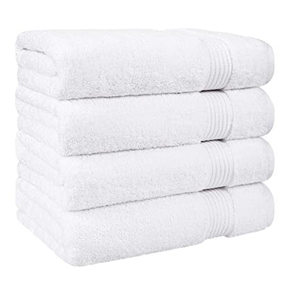 Cotton Paradise Turkish Towel Set, Soft Absorbent Quick Dry, 4 Piece Bath Towel Set, Snow White - color: Snow White, size: 27"x54"