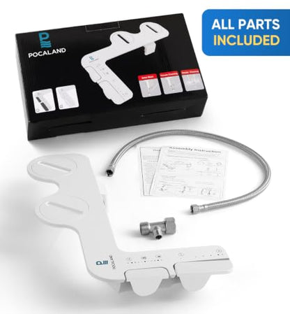 Ultra-Slim 3-in1 Bidet, Self-Cleaning, Posterior&Feminine Wash-(Retractable Dual Nozzles), Non-Electric Bidet Attachment for Toilet Seat, Adjustable Fresh Cold Water Pressure, Stainless Steel Inlet - color: 1PCS-White + Cold Water