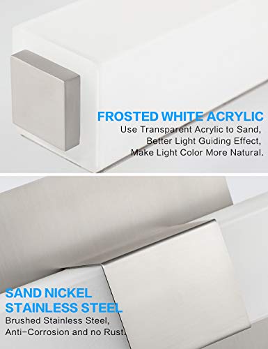 LED Vanity Light 24.2" Frosted White Acrylic Brushed Nickel for Bathroom Vanity Lighting Fixtures Cool White 6000K - color: Brushed Nickel - Dimmable, size: 24 inch