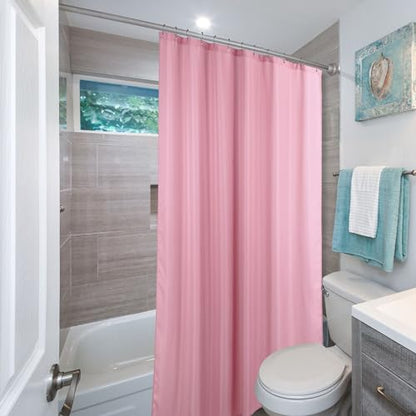 Pink Shower Curtain for Bathroom: Water Repellent Quick Dry - 72"Lx72"W | Striped Textured Linen Style Polyester Fabric Bath Curtain, Solid Simple Elegant Lightweight, Machine Washable, Semi-Sheer - color: Blush Pink, size: 72"W x 72"L (Pack of 1)