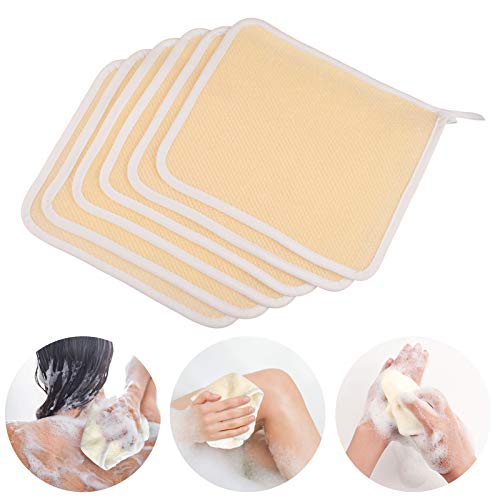 PHOGARY 6 Pack Exfoliating Wash Cloths for Body Scrub and Face Clean, Dual-Sided Wash Towels Bath Washcloths for Men Women Skin Massage Spa - Rough Exfoliating Side and Soft Terry Side