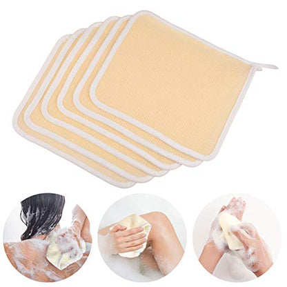PHOGARY 6 Pack Exfoliating Wash Cloths for Body Scrub and Face Clean, Dual-Sided Wash Towels Bath Washcloths for Men Women Skin Massage Spa - Rough Exfoliating Side and Soft Terry Side