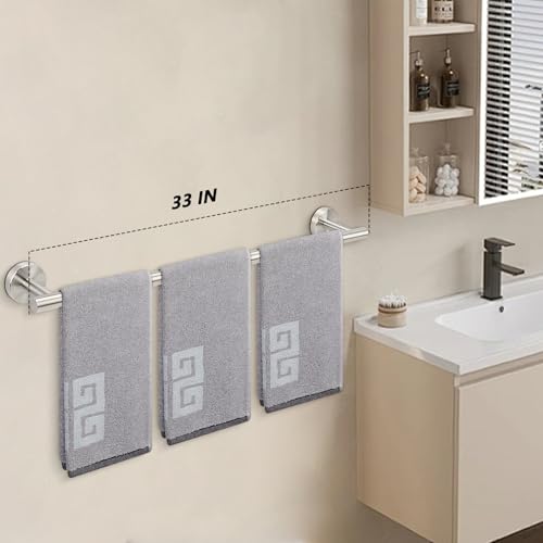 NearMoon Bath Towel Bar, Thicken Stainless Steel Shower Towel Rack Holder Wall Mounted for Bathroom, 33-lnch Overall Length-30-lnch Usable Hanging Space (1 Pack, Brushed Nickel) - color: Brushed Nickel, size: 33 Inch
