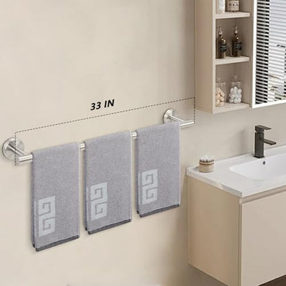 NearMoon Bath Towel Bar, Thicken Stainless Steel Shower Towel Rack Holder Wall Mounted for Bathroom, 33-lnch Overall Length-30-lnch Usable Hanging Space (1 Pack, Brushed Nickel) - color: Brushed Nickel, size: 33 Inch