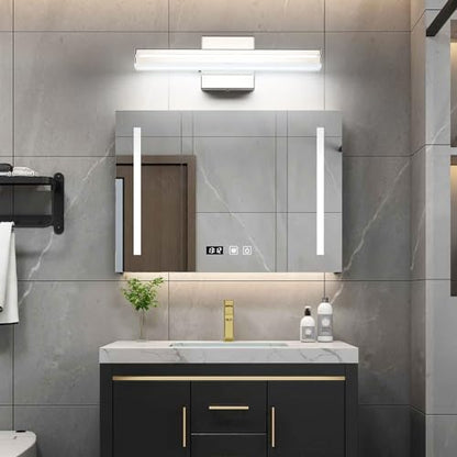 SineRise LED Modern Bathroom Vanity Light Fixtures (16-Inch, 3000K/4000K/6000K, Dimmable), Chrome Modern Acrylic Bathroom Wall Lighting Fixtures Over Mirror - color: Chrome, size: 16-Inch