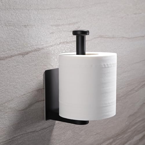 YIGII Toilet Paper Holder Self Adhesive - Black Toilet Roll Holder Adhesive Toilet Tissue Holder Stick on Wall for Bathroom and Kitchen, SUS 304 Stainless Steel - color: Black