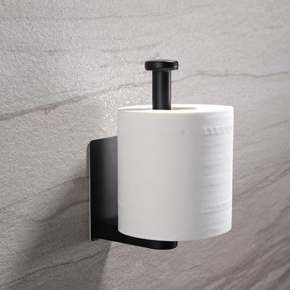 YIGII Toilet Paper Holder Self Adhesive - Black Toilet Roll Holder Adhesive Toilet Tissue Holder Stick on Wall for Bathroom and Kitchen, SUS 304 Stainless Steel - color: Black