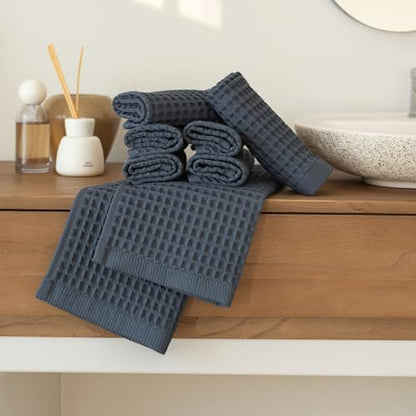 Waffle Washcloths Set of 8 Anthracite - Premium Quality 100% Turkish Cotton Face Washcloth, Soft Makeup Towel, Shower Cloth, Kitchen Towel (Anthracite, Set of 8 Washcloths) - color: Anthracite, size: Set of 8 Washcloths