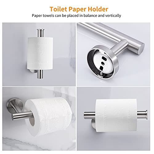 Cilee 10 Piece Brushed Nickel Bathroom Accessories Set, 16 inch Brushed Nickel Bathroon Hardware Set Towel Bar Ring Toilet Paper Holder Robe Towel Hook SUS304 Stainless Steel | Brushed Nickel Bathroon Hardware Set Towel Bar Ring Toilet Paper Holder Robe T