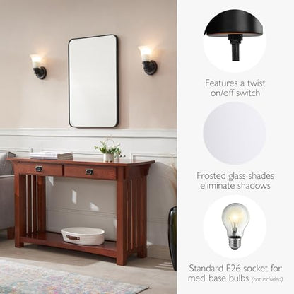 Design House Village Traditional 1-Light Indoor Dimmable Wall Sconce, Frosted Flute Glass, Twist On/Off Switch, Bathroom Bedroom Hallway, Oil-Rubbed Bronze, 8.25 in H x 5.1 in W, Uses 60W Bulb, 505115 | Dimmable, Wall Mount, Traditional, Steel, Lighting,