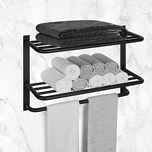 3-Tier Bathroom Towel Rack, SUS 304 Wall Mount, Matte Black - color: Matte Black, size: 23 Inch 3 Tier