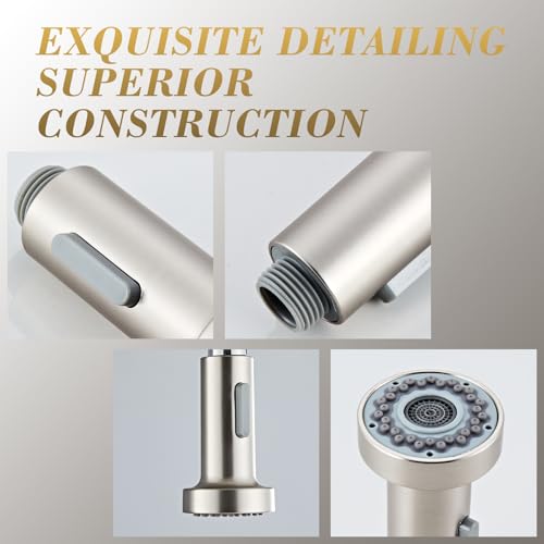 Kitchen Faucet Head Replacement, Pull Down Spray Head with 2 Spray Modes, High Pressure Faucet Sprayer, Universal Sink Spray Head for Kitchen Faucet Replacement, Brushed Nickel Finish - color: Pull-Down Spray Head - Brushed Nickel